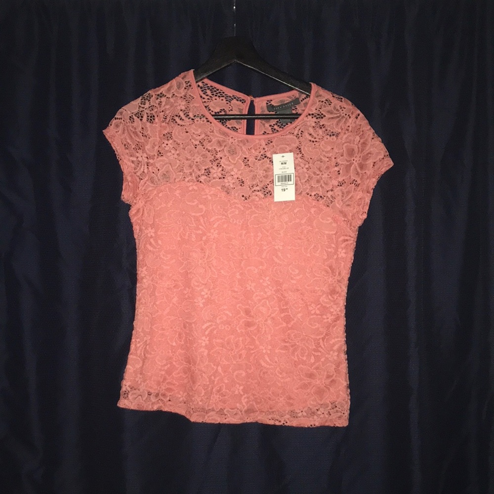 Fluorescent pink lace top
